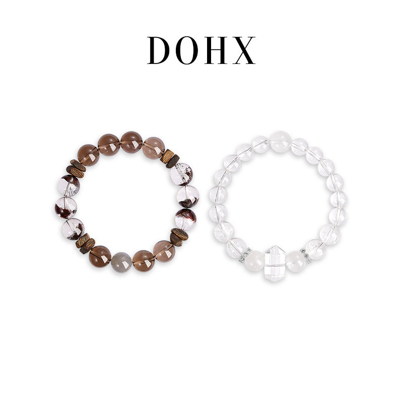 DOHX/都熙 情侣款天然水晶手链茶晶红幽灵白月光水晶手串高级礼物