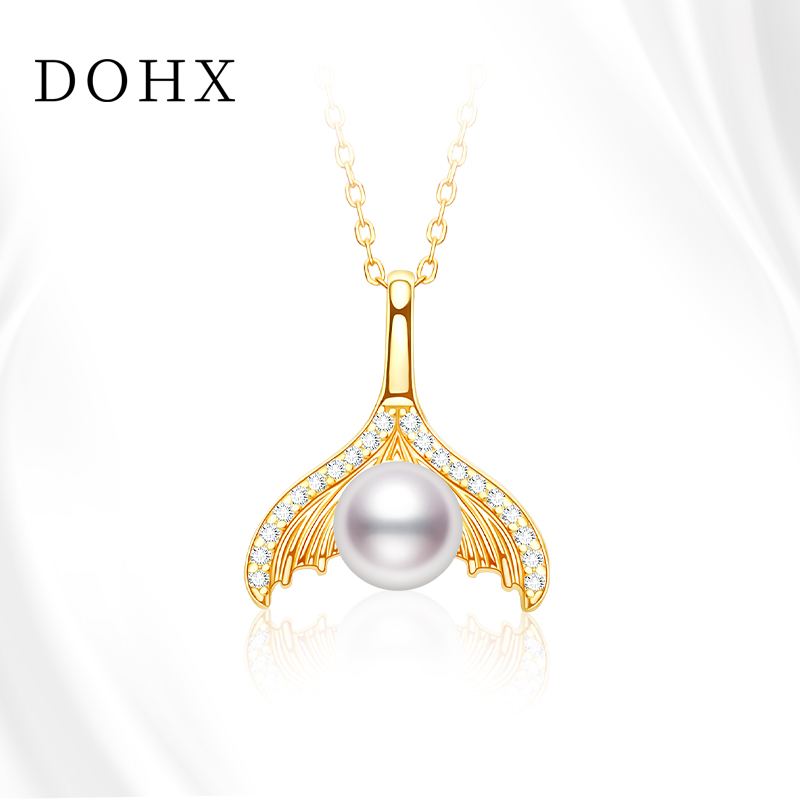 DOHX珠宝AKOYA鱼尾珍珠项链吊坠