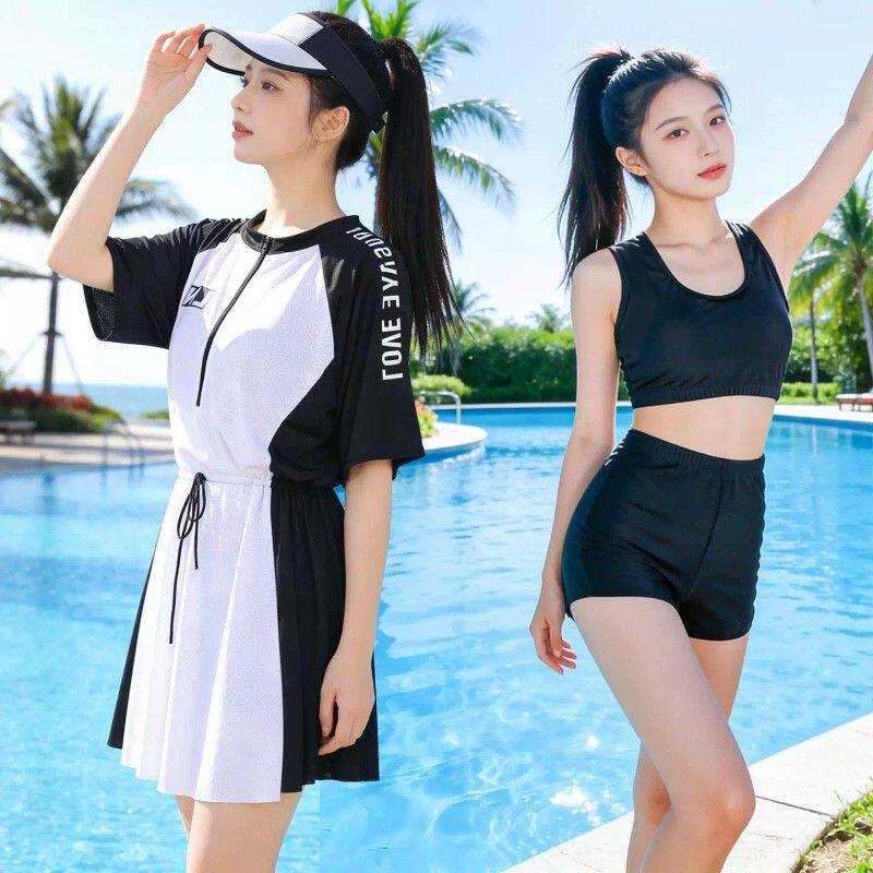 泳衣女显瘦宽松遮肉200斤保守遮肚三件套微胖MM温泉大码泳装速干