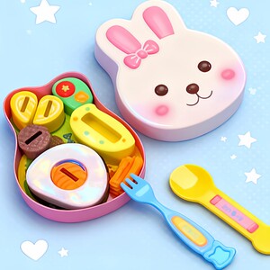 兔子喂食玩具女孩布丁投喂儿童食玩厨房吃饭食物便当做饭过家家