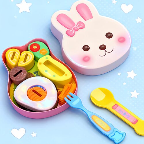 兔子喂食玩具女孩布丁投喂儿童食玩厨房吃饭食物便当做饭过家家