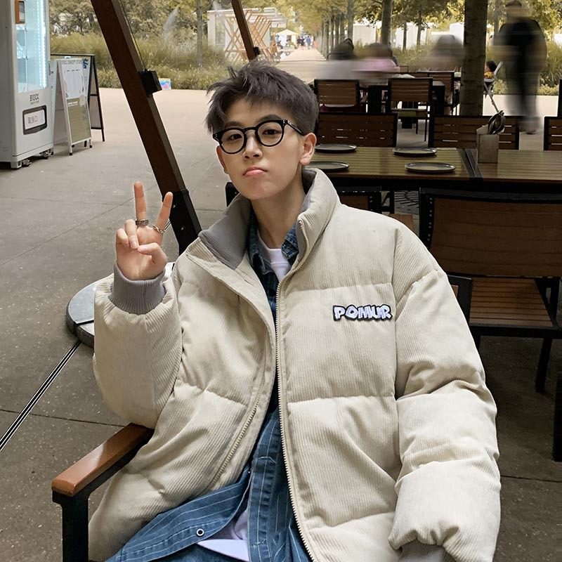 秋冬日系复古灯芯绒棉衣男百搭