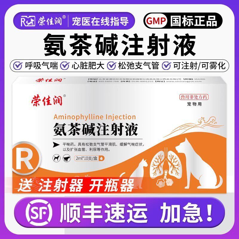 氨茶碱注射液宠物狗狗猫咪犬用呼吸道病咳嗽喘气管炎化痰药可雾化 - 实物图
