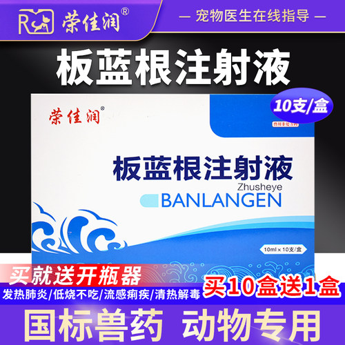 荣佳润兽药板蓝根兽用注射液猪牛羊流感冒发烧咳嗽肺炎抗针剂病毒