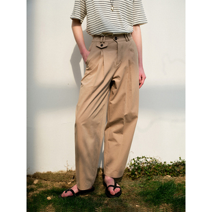 复古休闲通勤裤 women 」全棉双褶长裤 birds春「松弛感工装 stars