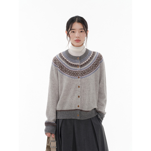 毛衣 birds复古费尔岛提花羊毛针织开衫 women stars