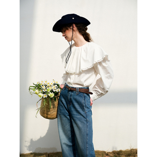 大翻领蕾丝花边衬衫 birds春法式 温柔复古上衣 stars women