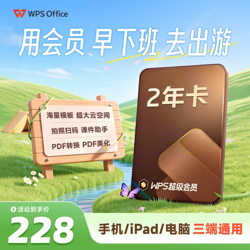 WPS超级会员2年pdf编辑模板PPT AI总结 翻译 AI 生成PPT