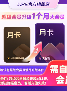 【会员升级】  WPS超级会员升级WPS大会员1个月 31天 享260+权益