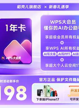 WPS大会员1年pdf转word排版excel官方正版