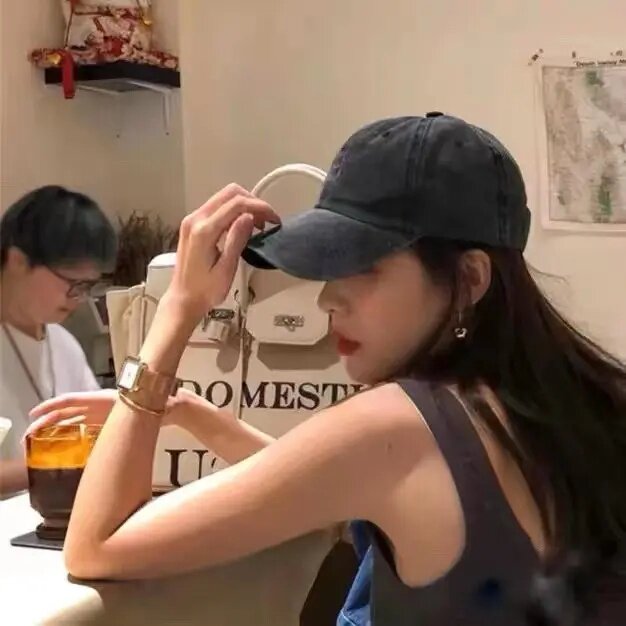 做旧水洗牛仔复古棒球帽显脸小