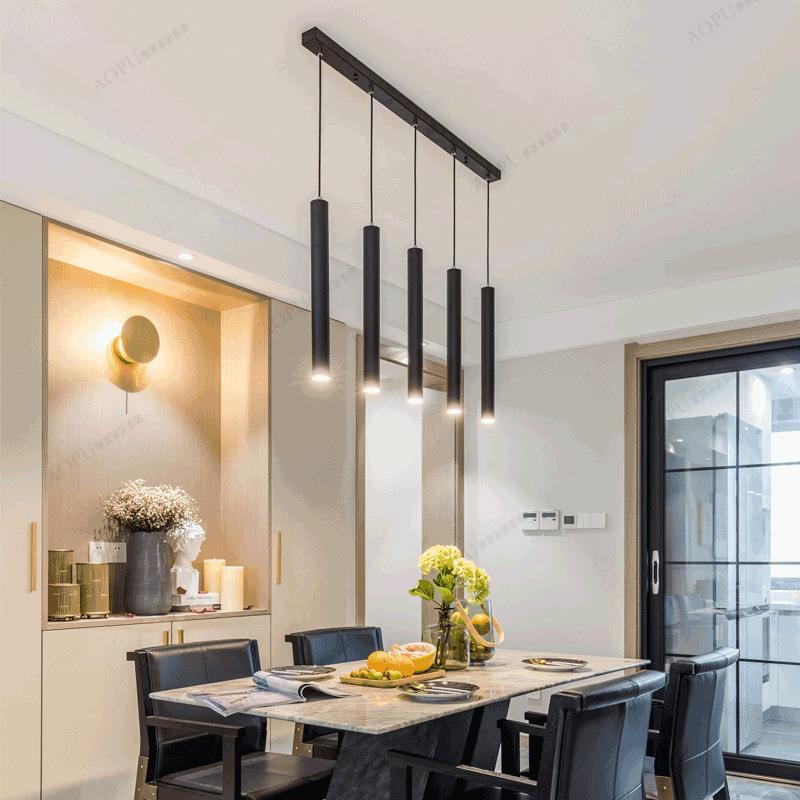 简约现代led餐厅小吊灯北欧圆柱形长筒吧台吊灯前台单头创意个性