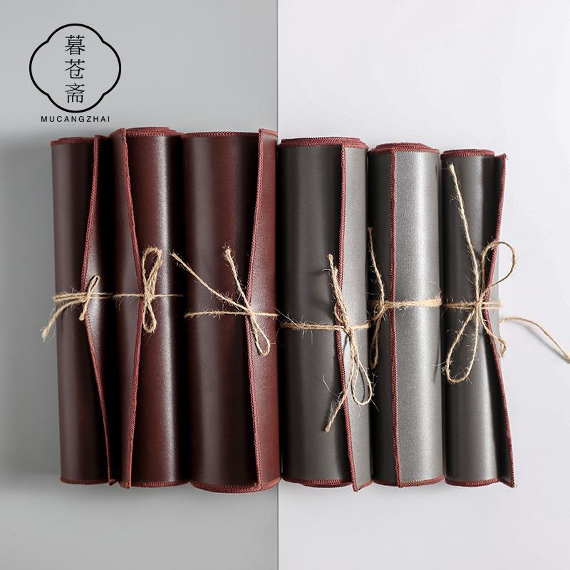 现代家居简约皮革茶席茶桌席茶具垫新中式茶道桌旗垫茶旗棉麻茶席