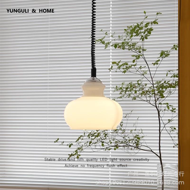 法式中古伸缩餐厅吊灯现代北欧侘寂卧室书房餐桌可升降奶油风灯具