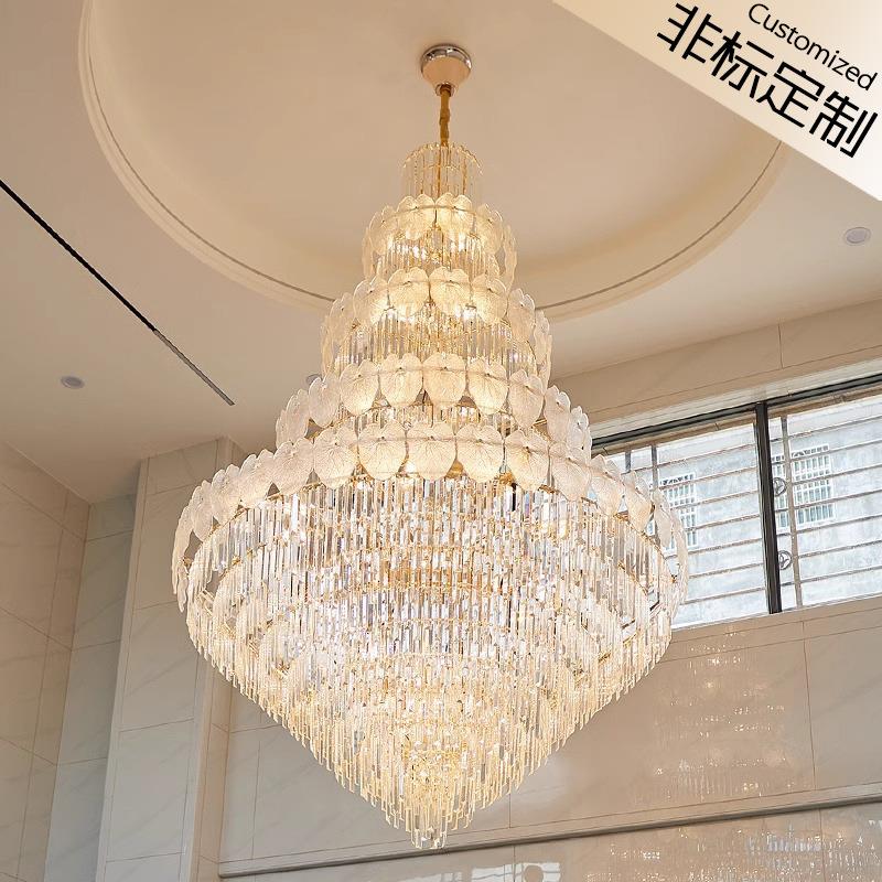 星匠复式楼梯大吊灯LED别墅客厅水晶大吊灯大气酒楼会所楼梯吊灯