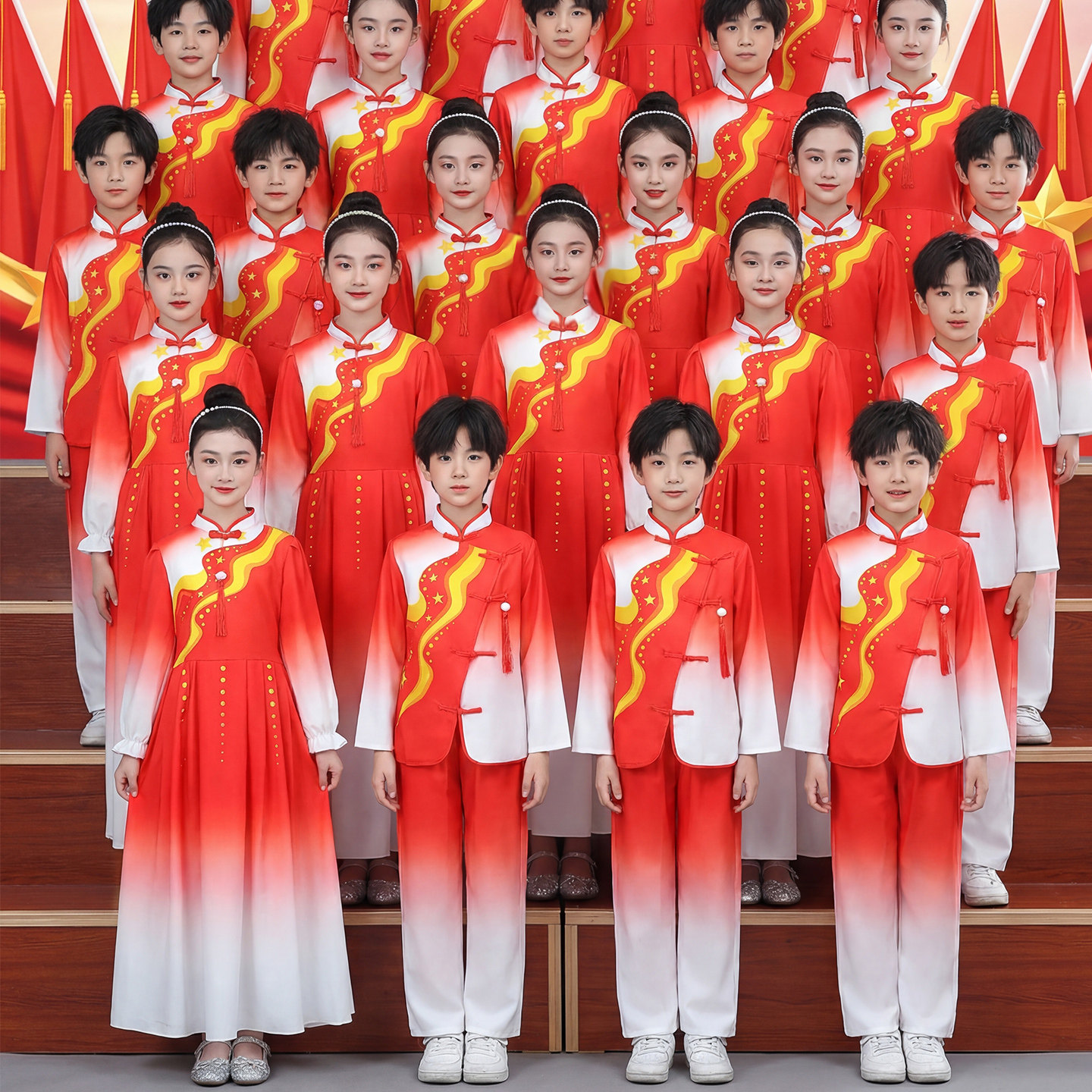 儿童小学生中国红色爱国主题演讲儿童演出服