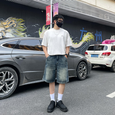 纯棉夏季宽松牛仔短裤男
