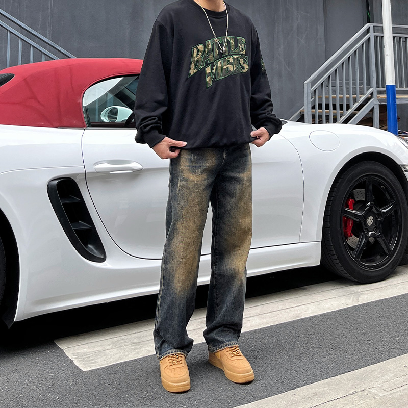 铁锈复古蓝加厚牛仔裤