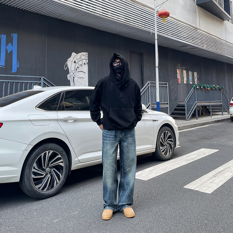 DAL 美式复古阔腿牛仔裤男2024年秋冬新款设计感拖地裤潮牌直筒裤