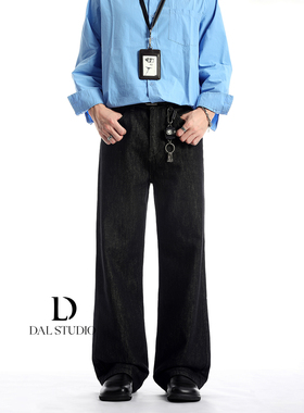 DAL 重磅14盎司黑金原色牛仔裤男秋冬宽松显瘦赤尔丹宁直筒长裤