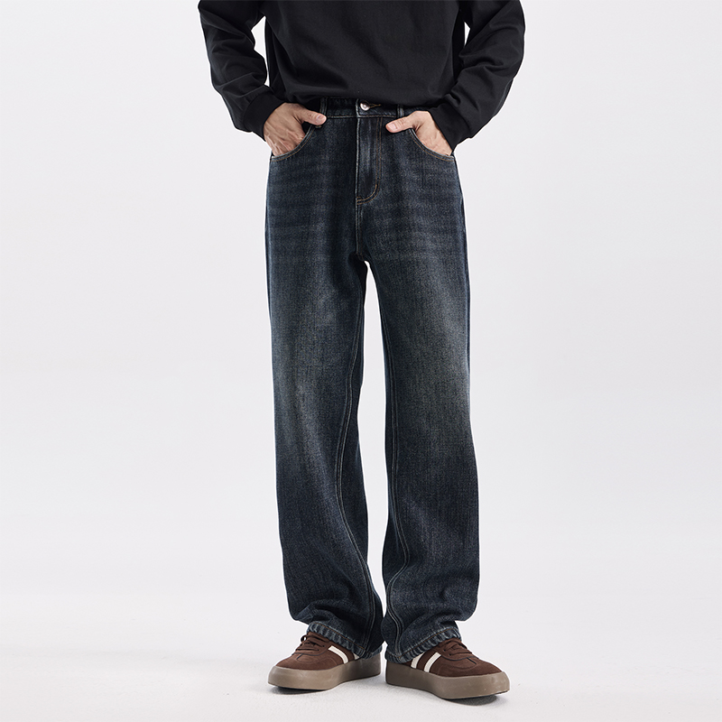 NBKY秋冬新款加绒休闲牛仔裤