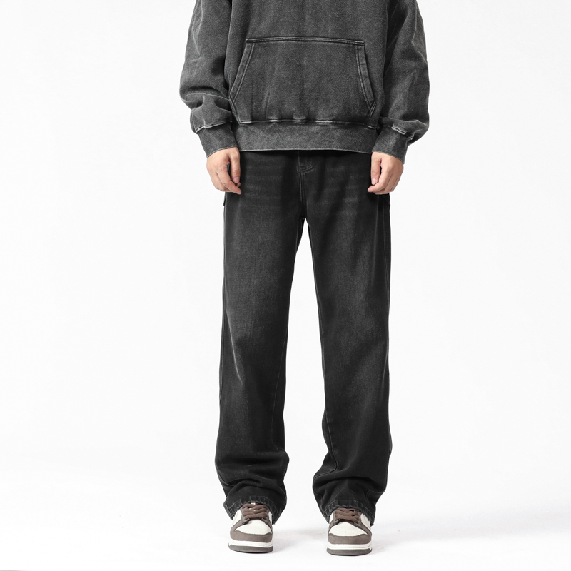 NBKY美式复古水洗做旧宽松牛仔裤