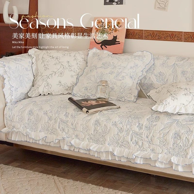 全棉奶油风新款沙发垫现代简约沙发套罩巾防滑四季通用布艺坐垫,居家布艺,沙发垫,淘宝优惠券,粉丝福利购,淘宝优惠卷