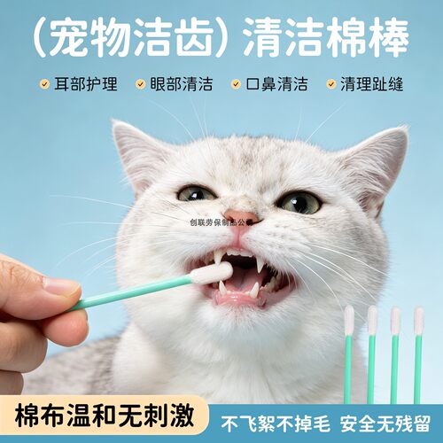 猫狗一次性口腔洁牙无尘布擦拭棒