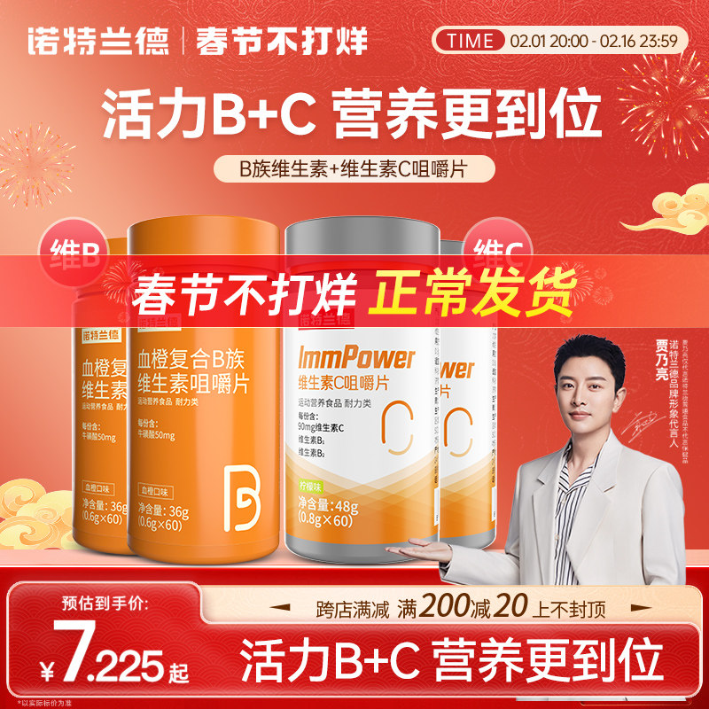 诺特兰德复合维生素b族维生素c咀嚼片vc官方旗舰正品维生素b6b12
