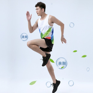 体育生田径服男训练短跑无痕背心马拉松跑步速干体考比赛运动上衣