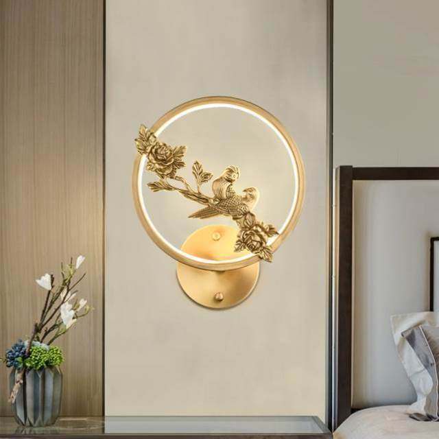 全铜新中式壁灯卧室床头灯过道装饰壁挂灯客厅茶楼电视背景墙壁i.