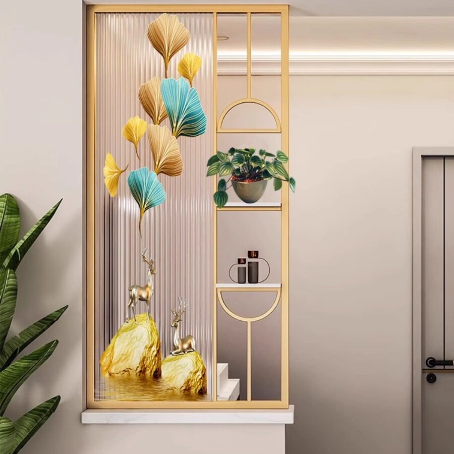 轻奢长虹玻璃屏风隔断入户玄关客厅卫生间半墙隔断屏风墙现代简约