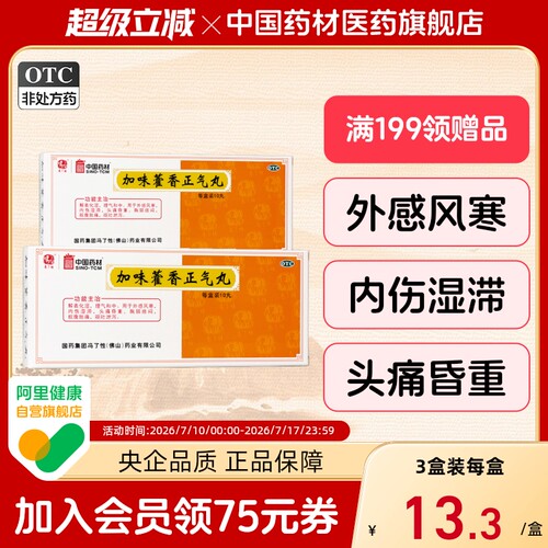 【佛山】加味藿香正气丸9g*10丸/盒腹泻消化不良头痛恶心外感风寒