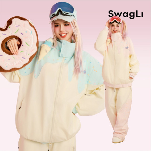 Swagli新款【甜甜圈】滑雪服潮流防风防水加绒户外单双板滑雪男女