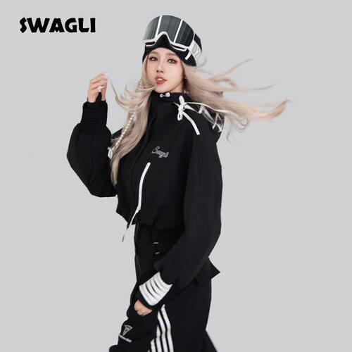 SWAGLI【黑引力】3L滑雪服套装防风防水加绒加厚滑雪服背带雪裤