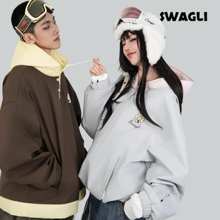 SWAGLI【Flower】滑雪服卫衣防风防泼水单双板户外男女滑雪卫衣