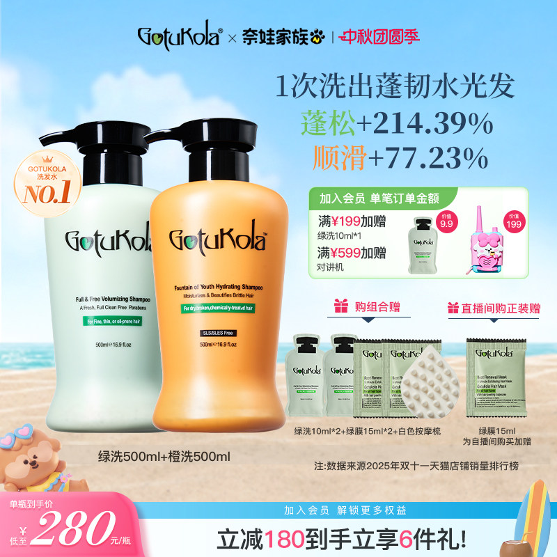 gotukola狗头洗发水蓬松控油去屑洗头膏改善干枯毛躁顺滑修护发膜图片
