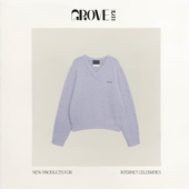 韩国设计师软糯香芋紫V领长袖 毛衣 EDGE秋季 新款 现货 GROVE