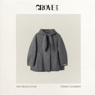 韩国东大门兔耳朵羊毛中长款 EDGE新款 GROVE 毛呢大衣外套 现货