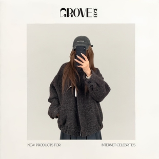 EDGE神仙藤井树同款 GROVE 毛圈圈呢外套立领廓形夹克韩系 现货