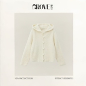 氛围感奶白色毛衣外套 EDGE韩国圈圈纱羊毛连帽开衫 现货 GROVE