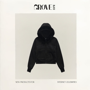 【现货】GROVE EDGE韩版八奶毛领连帽拉链字母卫衣外套休闲裤卫裤