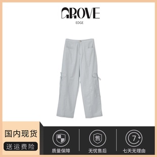 裤 EDGE韩国设计师宽松绑带蝴蝶结工装 GROVE 休闲运动长裤 现货