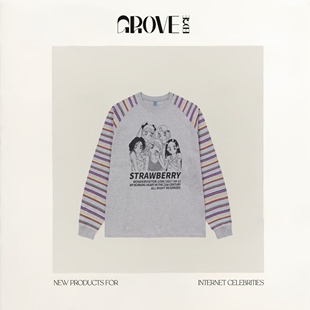 【现货】GROVE EDGE韩国小众 日漫少女银色条纹插肩长袖T恤打底衫