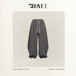 现货 长裤 GROVE 抽绳水洗阔腿卫裤 拖地裤 EDGE金智妮jennie同款