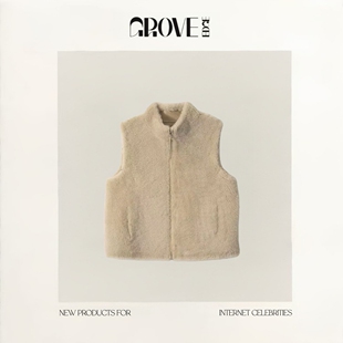 【现货】GROVE EDGE韩国设计师毛绒绒马甲韩系女拉链无袖背心外套