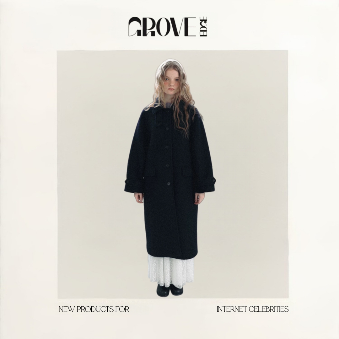 【现货】GROVE EDGE冬季新款韩国设计师大口袋羊毛呢羊毛大衣
