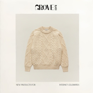 feve同款 EDGE麻花毛衣羊毛韩系女装 GROVE 绞花圆领针织衫 现货