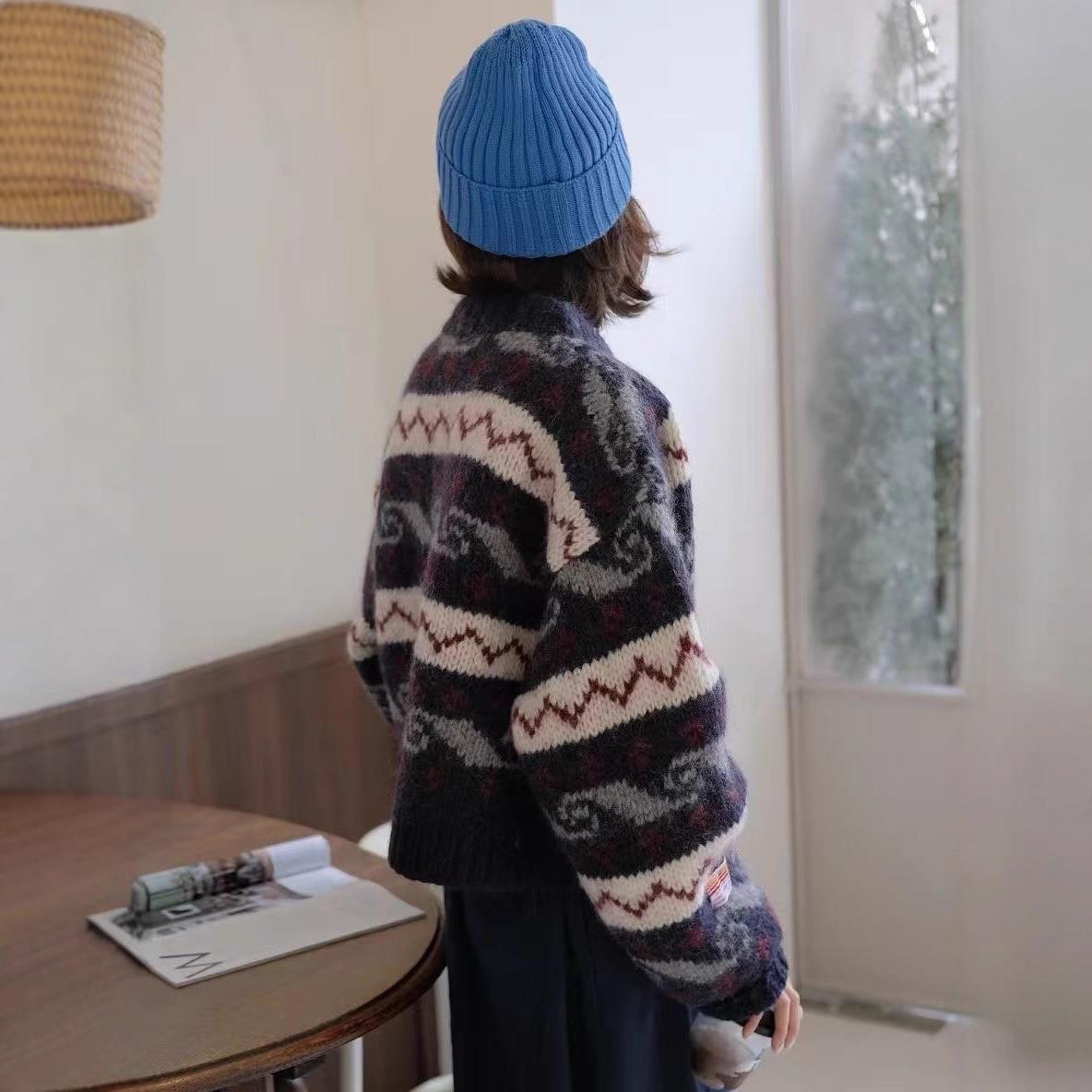 【现货】GROVE EDGE纯手工编织handmade提花少女设计感针织开衫