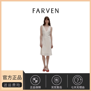 feve_r博主同款 现货 farven 连衣裙春 宽松气质纯色显瘦V领无袖